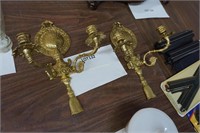 pair of solid brass 2-branch wall sconces