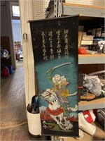 Vintage Chinese roll up wall hanging