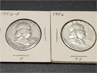 Two 1952 Franklin Half Dollars