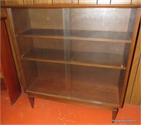 Walnut 2 Door Sliding Glass Front Display Cabinet