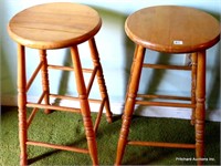 2 Maple Bar Stools 1920's