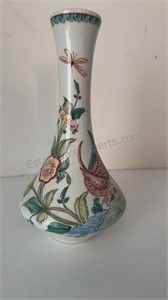 Hand Painted Peacock Floral Ceramic Vase From