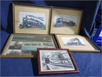 vintage train prints