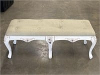 Vintage Painted Cloth Seat Bench 49in x 18in