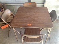 Samsonite card table and 4 chairs , see Desc.