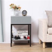 B3366  Modern Nightstand  Gray, Drawer & Shelf