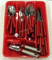 Matching Red Silverware In Drawer Divider