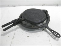 7" Diameter Griswold Cast Iron Waffle Iron W/Stand