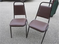 ^LPO* (2) Brown Upholstered Stack Chairs