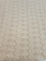 Vintage Cream Colored Hand Knitted Blanket