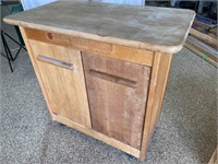 Solid Wood Rolling Kitchen Cart (Needs TLC)
