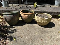 3 Large Vintage Planter Pots