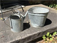 Old Watering Can and Galvanized Bucket