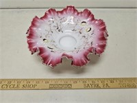 Beautiful Hand Painted Cranberry and Milk Glass