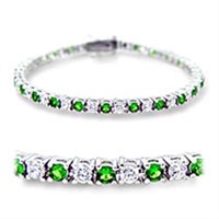 Round 5.00ct Emerald & White Topaz Tennis Bracelet