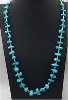 Turquoise Beaded Necklace W Sterling Clasp