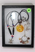 NATIVE AMERICAN ARTIFACT - NECKLACES W/ DISPLAY