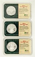 Coin 3 Silver Eagles in Brilliant Unc. 2005