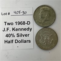 Two 1968-D 40% Silver Half Dollars