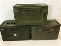 Lot of 3 EMPTY 50-Cal Metal Ammo Boxes