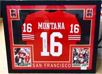 Framed Joe Montana signed jersey w/ COA