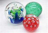 Set of Three Italian Art Glass Bubble Paperweights