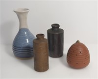 3 SMALL VASES & 1 AROMATHERAPY SCENT HOLDER