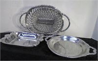 2 Metal Serving Dishes + 1 Tray