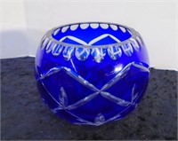 Blue Cut-to-Clear Crystal Bowl 5" Dia.
