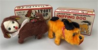 Antique Mechanical Wind Up Toy Dogs.