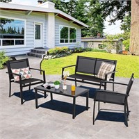 Shintenchi 4 pcs Patio Furniture Set  Black