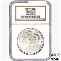 1887 Morgan Silver Dollar NGC MS64