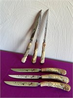 Rostfrei Stag Antler Carved Handle Steak Knives