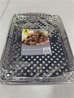 2pk Disposable BBQ Grill Foil Drip Pans 17x12in