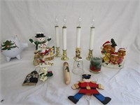 Lighted  Candles, Ornaments,Santa Trinket Box