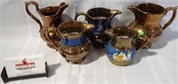 5 PAINTED PITCHERS & CREAMERS