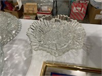 two vintage pressed glass nesting bowls