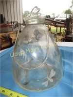 Antique Glass Bee Trap - Etched Glass / Bee Lid