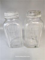 Two Antique Ball Qt. Jars-Lids Have Opalescent Mil