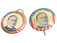 2 McKinley Political Buttons 1896, 1900
