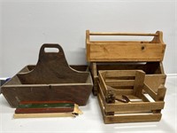 Antique Wood Handled Cutlery Tray Organizer Tray