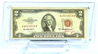 1953A Red Seal $2 Legal Tender Banknote + Display