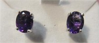 purple amethyst platinum over sterling earrings