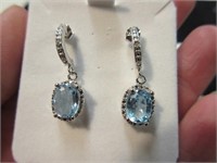 sky blue topaz & diamond accents earrings