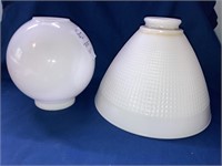2- vintage milk glass lamp shades