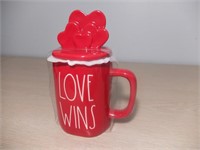 Brand new Rae Dunn Love Wins MUG w/ Lid