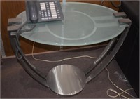 CONTEMPORARY SS/GLASS LAMP TABLE