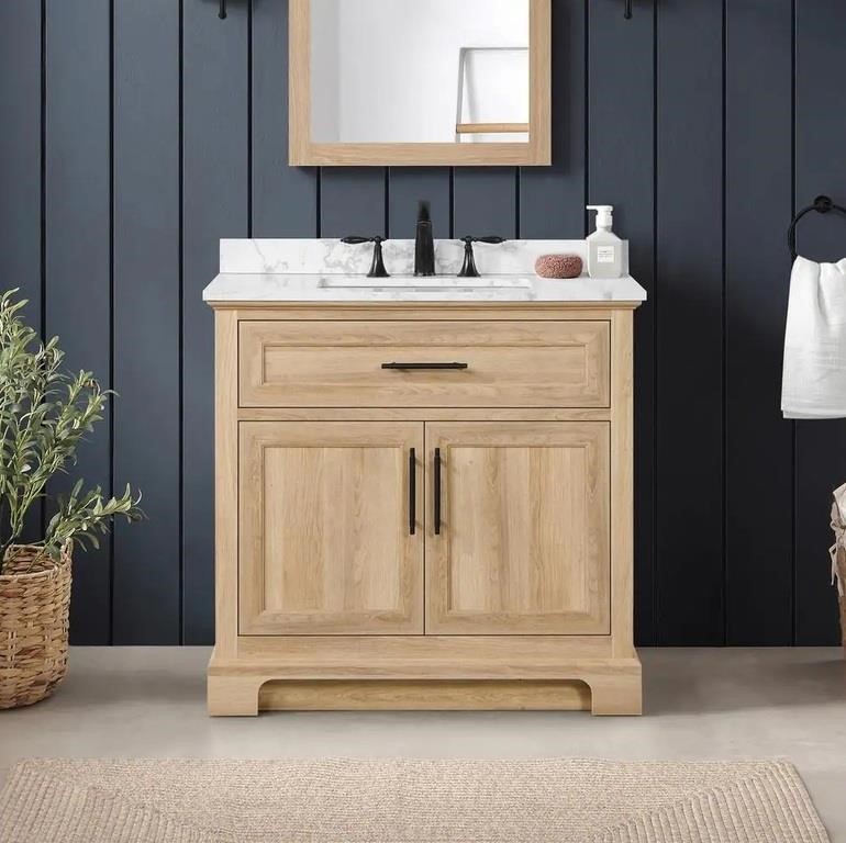 Doveton 36 in. Single Sink Freestanding Weathered