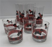 8 SCOTTIE DOG GLASSES 3-1/2" -6" VERY NICE.