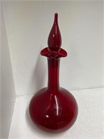 12" Ruby Glass Decanter with Stopper  k